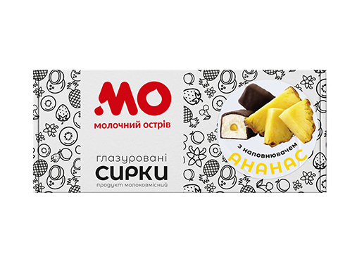Сирок молоковмісний глазурований з цукром та наповнювачем "Ананас" 215 гр