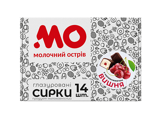 Сирок молоковмісний глазурований з цукром та наповнювачем "Вишня" 500 гр