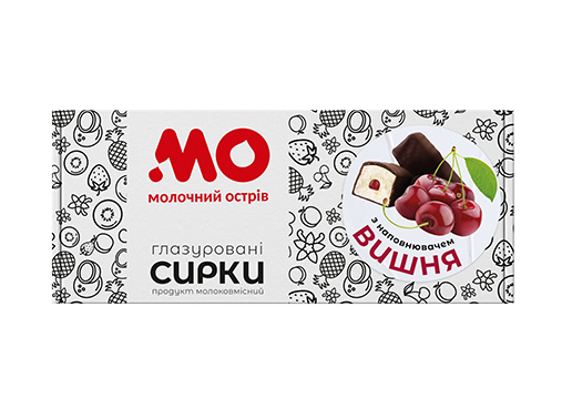 Сирок молоковмісний глазурований з цукром та наповнювачем "Вишня" 215 гр