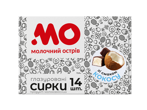 Сирок молоковмісний глазурований з цукром та кокосом 500 гр