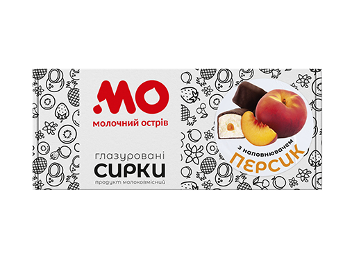 Сирок молоковмісний глазурований з цукром та наповнювачем "Персик" 215 гр