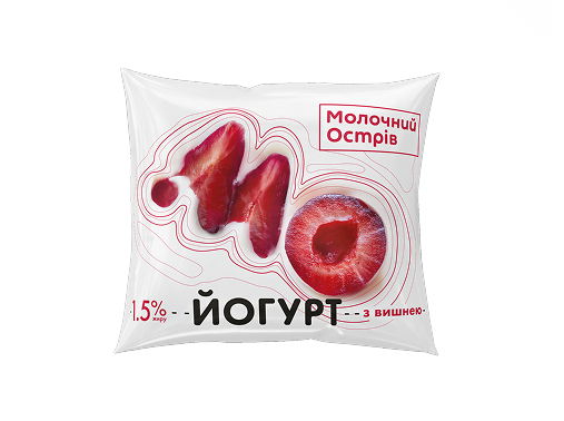 Йогурт вишневий з цукром 1,5% (пакет)