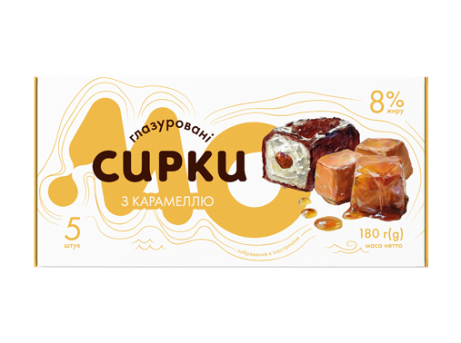 Сирок глазурований з цукром з наповнювачем “Карамель” 180 гр