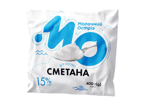 Сметана 15% жирності (пачка) ДСТУ