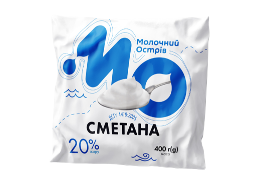 Сметана 20% жирності (пачка) ДСТУ