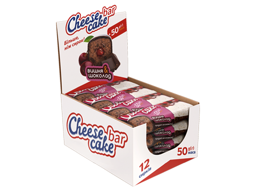 Сирок молоковмісний глазурований з цукром та печивом «Cheese cake bar» шоколад-вишня Шоубокс