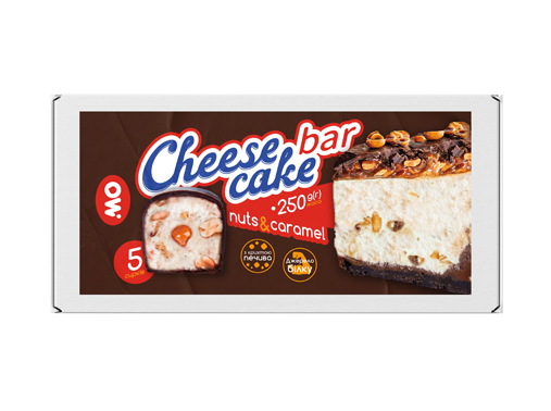 Сирок молоковмісний глазурований з цукром та печивом «Cheese cake bar» горіхами та наповнювачем карамель 250 гр