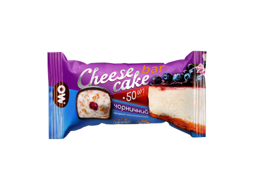 Сирок молоковмісний глазурований з цукром та печивом «Cheese cake bar» чорничний 50 гр